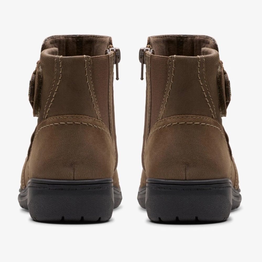 Clarks Collection Leather Ankle Boot Carleigh Style Mushroom Brown Nubuck 8W NIB - Picture 8 of 16